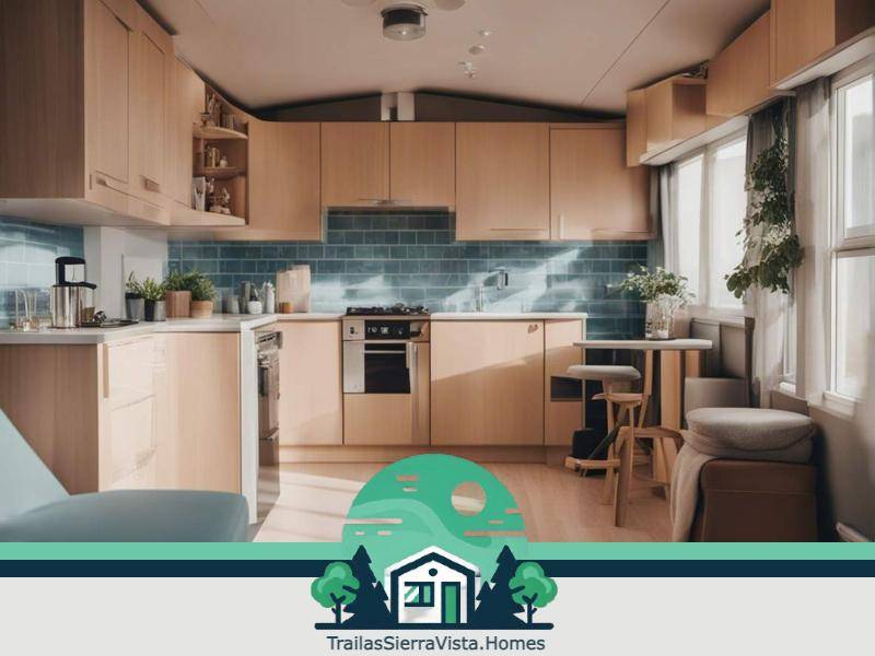 Espacio de cocina funcional en una traila ideal para quienes buscan comodidad y practicidad en su hogar móvil