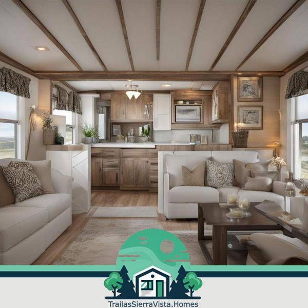 Interior de una traila con detalles de diseño acogedores y funcionales ideales para quienes buscan una opción de vivienda económica en la comunidad hispana