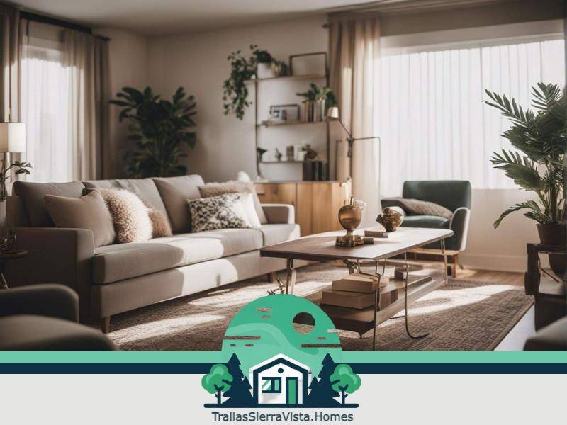 Interior de una traila con detalles rústicos que evocan calidez y comodidad ideal para quienes buscan un hogar acogedor y asequible