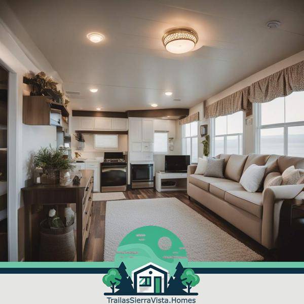 Amplias ventanas panorámicas que iluminan el interior de una traila en renta ideal para quienes buscan comodidad y espacios abiertos