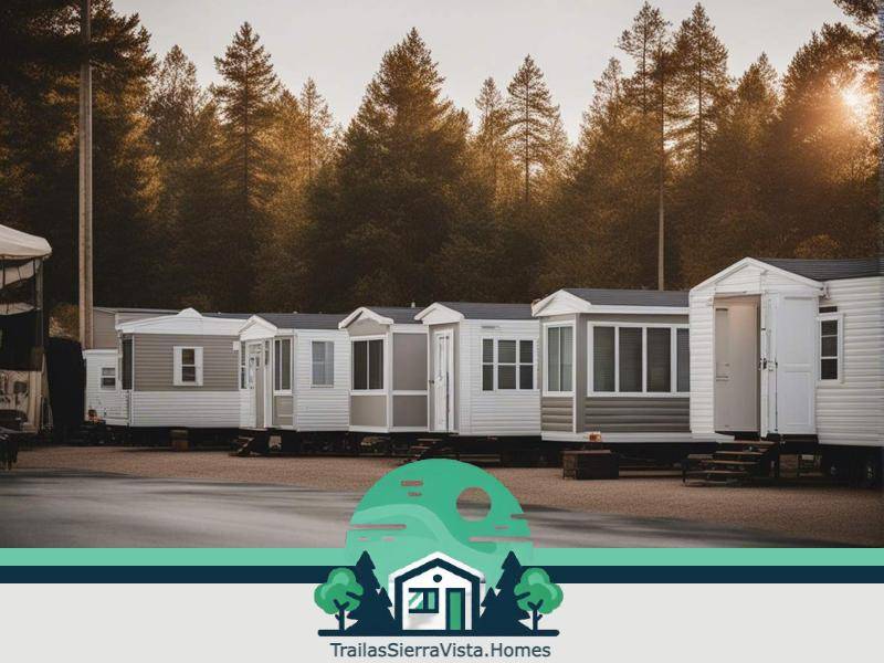 Imágenes de comunidades de trailas rodeadas de montañas mostrando la belleza natural y las opciones de vivienda asequible para la comunidad hispana