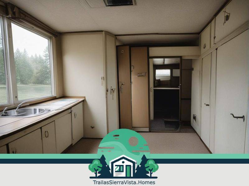 Interior de traila con acabado rústico que refleja comodidad y calidez para quienes buscan una renta accesible