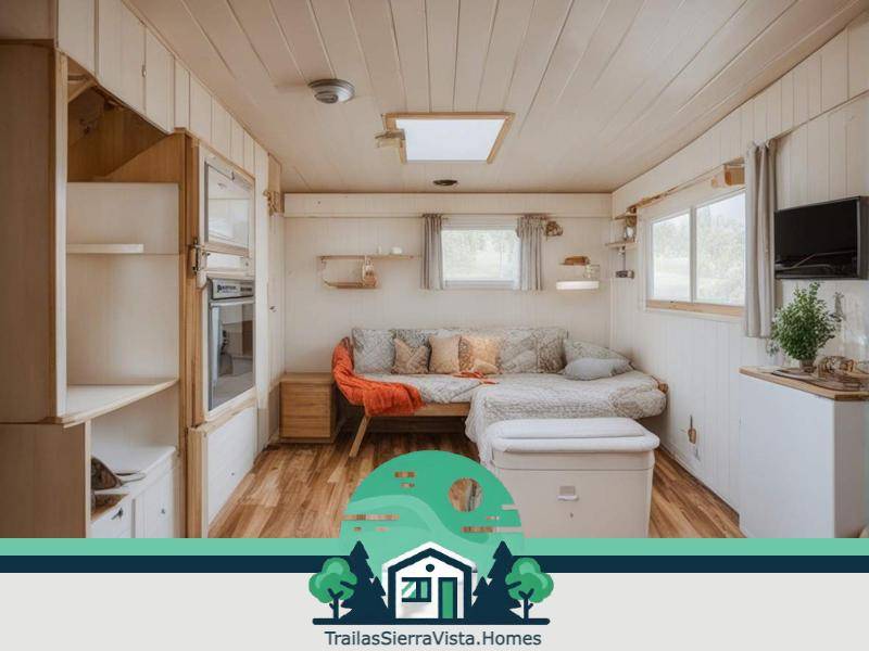 Interiores de trailas modernas con suelos elegantes ideales para una vida cómoda y accesible en la comunidad hispana en USA