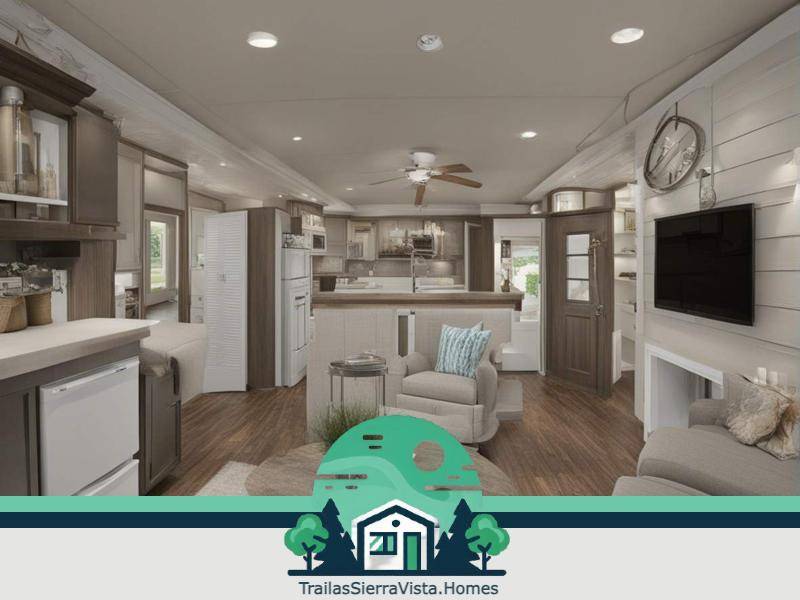 Traila moderna con acabados contemporáneos y colores vibrantes ideal para quienes buscan una opción de vivienda asequible y acogedora