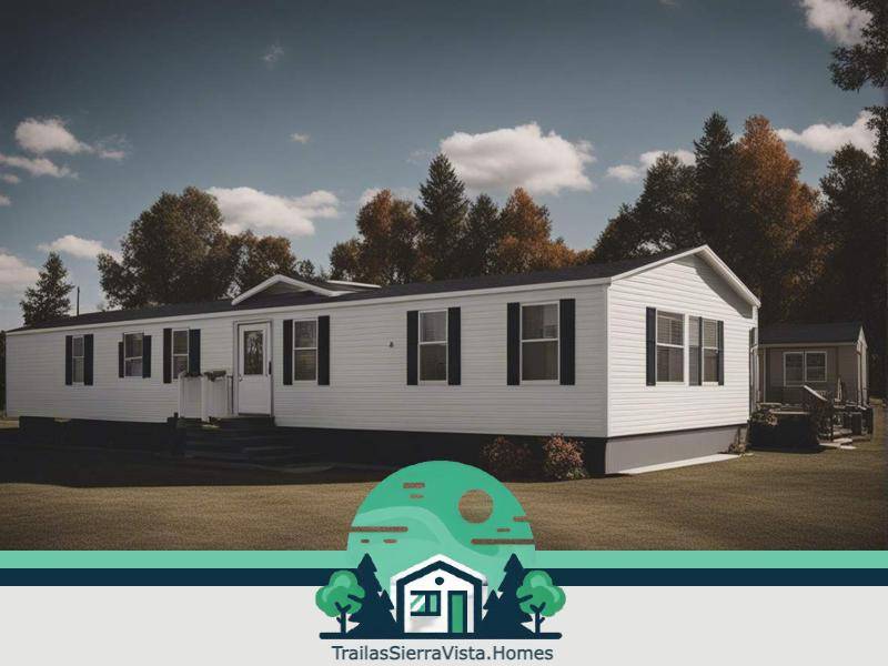 Fachada de una traila decorada con colores otoñales mostrando la belleza y calidez de esta opción de vivienda asequible en la comunidad hispana