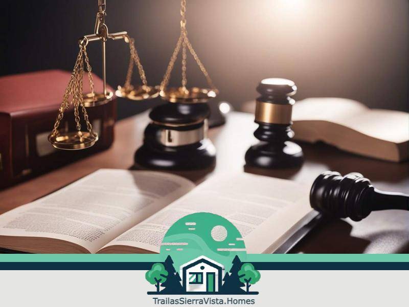 Abogado revisando documentos en una traila asegurando que la renta de la mobile home cumpla con todos los requisitos legales para la comunidad hispana