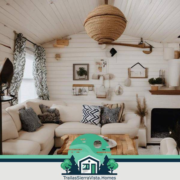 Variedad de texturas y colores en las paredes de trailas en renta ideales para quienes buscan opciones accesibles para vivir en Estados Unidos