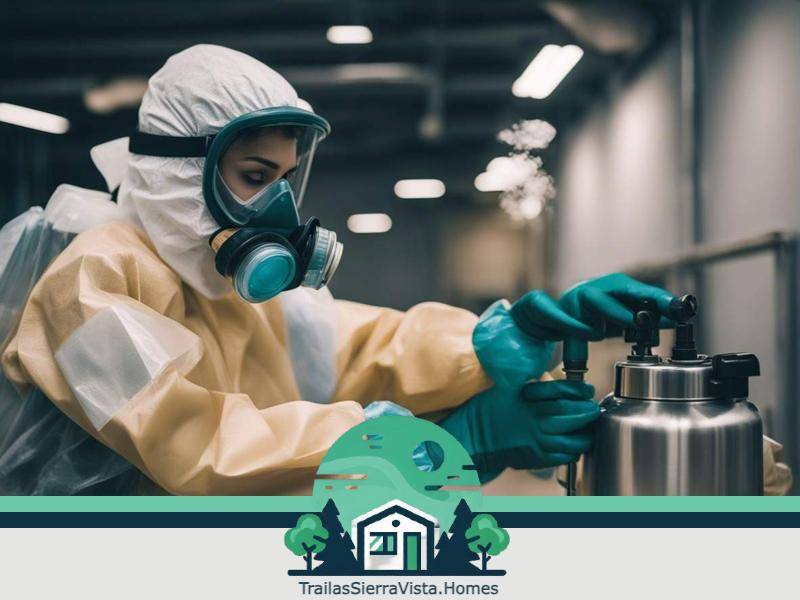 Imagen de una traila ubicada en un terreno agrícola lleno de pesticidas destacando la opción de vivienda en áreas rurales