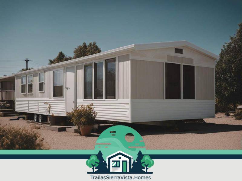 Fachada de una traila moderna en renta destacando su diseño contemporáneo y acogedor ideal para quienes buscan una opción de vivienda económica en USA